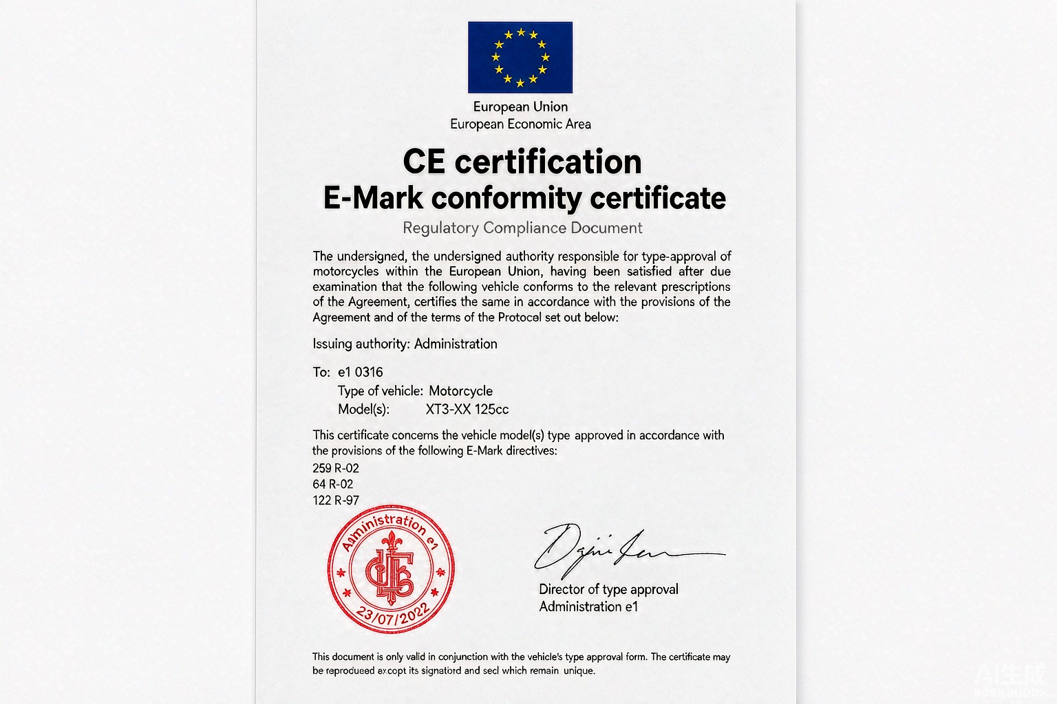 CE / E-Mark certificate